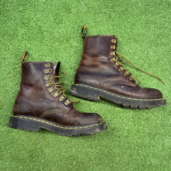 Dr. Martens Shoes - Dr. Martens 1460 Pascal Boots Men's 8, Brown‎ Leather Combat  Lace-Up AirWair